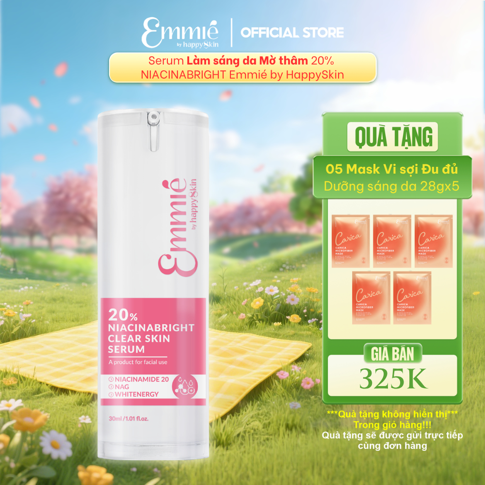 Serum Niacinabright 20% Clear Skin Serum Làm Sáng Da Mờ Thâm Emmie 30ml TẶNG 5 Mask Visợi Dưỡng sáng