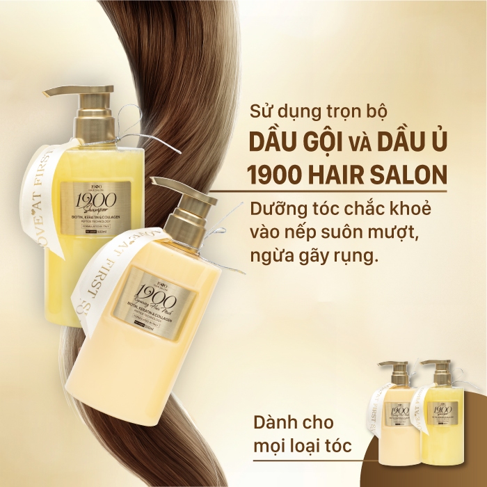 Dầu Gội Xả hair salon 1900 500ml cung cấp dưỡng chất phục hồi tóc hư tổn