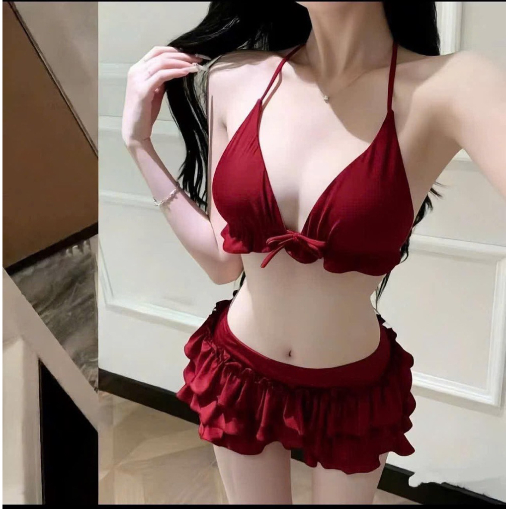 Sét poly áo bra có mút ngực dày dặn chân váy tầng có lót quần đầy đủ MALINA | BigBuy360 - bigbuy360.vn