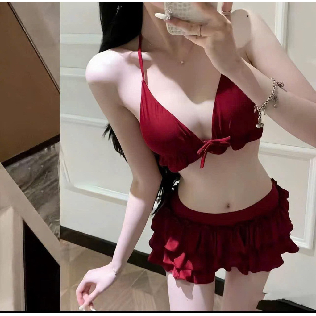 Sét poly áo bra có mút ngực dày dặn chân váy tầng có lót quần đầy đủ MALINA | BigBuy360 - bigbuy360.vn