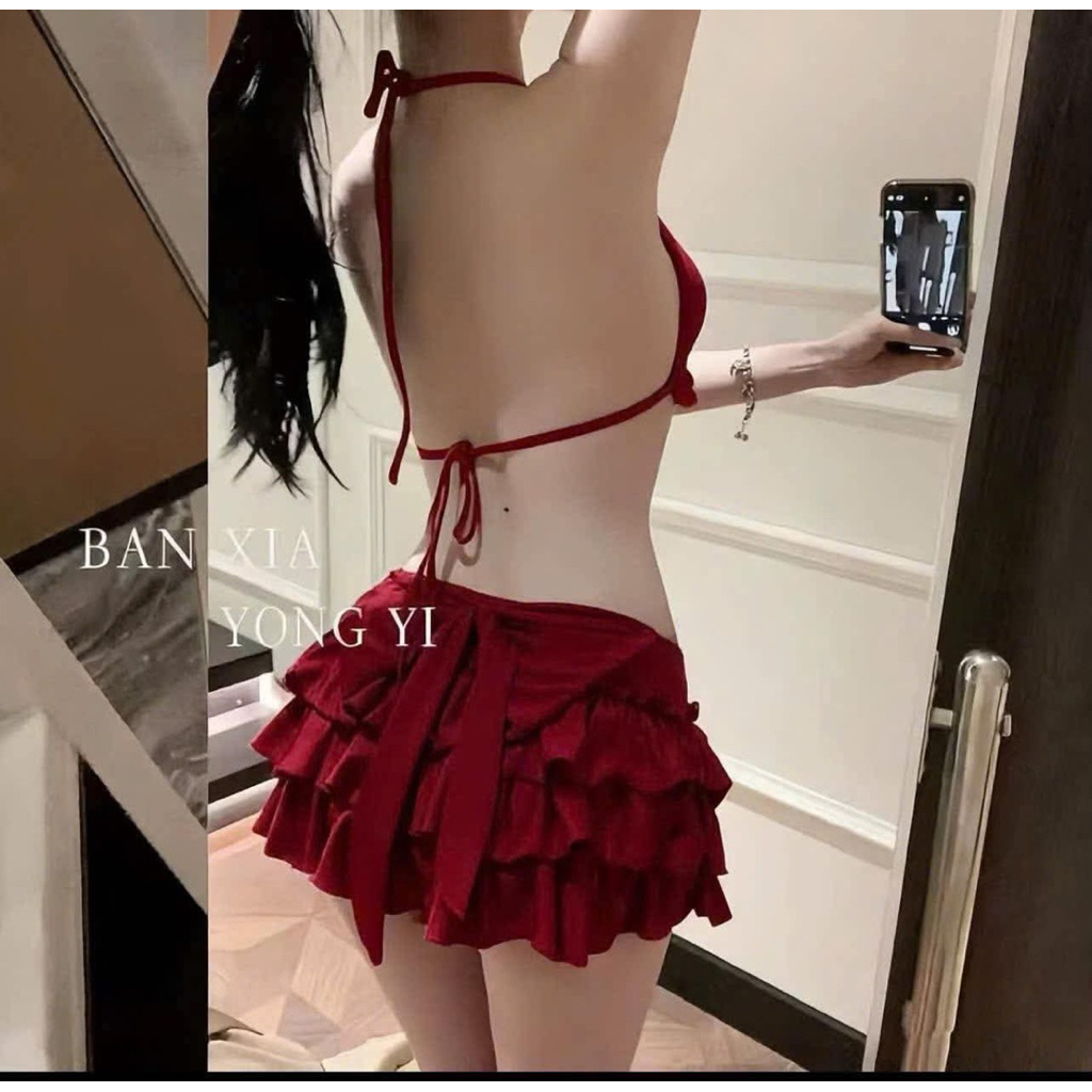 Sét poly áo bra có mút ngực dày dặn chân váy tầng có lót quần đầy đủ MALINA | BigBuy360 - bigbuy360.vn