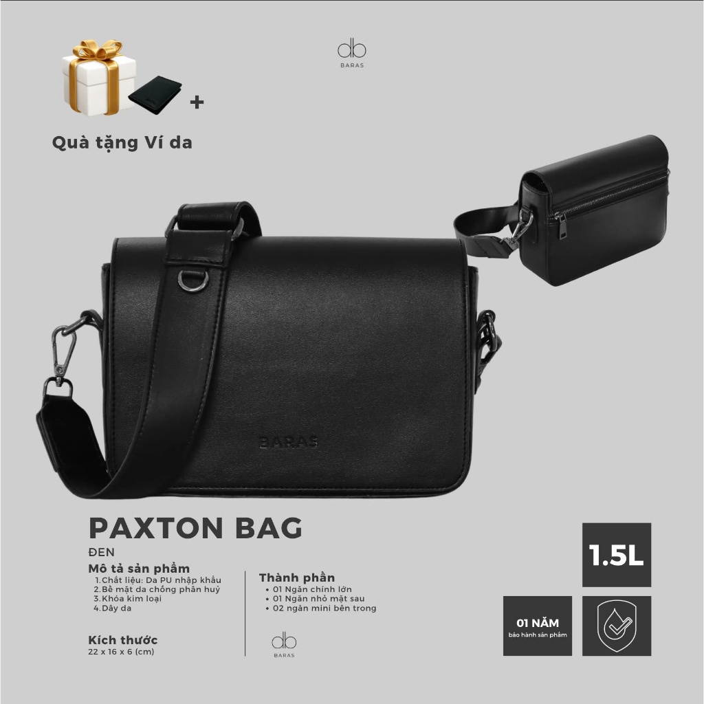 Túi đeo chéo nam - Paxton Bag - BARAS VIETNAM - Túi da nam | BigBuy360 - bigbuy360.vn