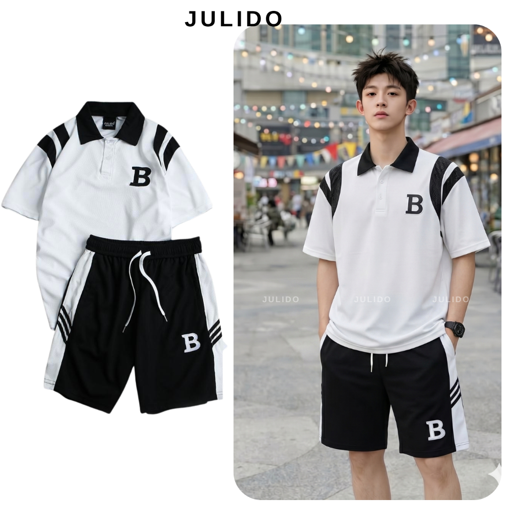 Bộ Quần Áo Thời Trang Nam JULIDO vân nổi hình chữ thập