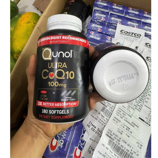 Viên Uống Qunol Ultra CoQ10 100mg Coenzyme Q10 180 Viên Giúp Hỗ Trợ Sức Khỏe Tim Mạch