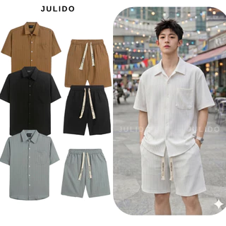 Bộ quần áo nam JULIDO chất đũi gân mềm mịn mát
