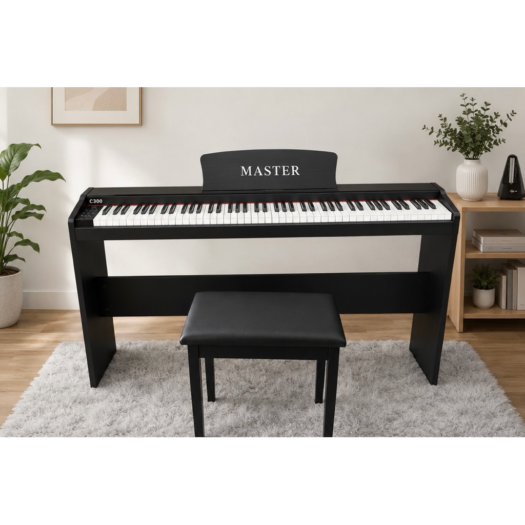Piano Master C300 - Piano điện giá rẻ âm hay - Có 2 phiên bản phím lò xo 1 pedal và phím búa 3 pedal