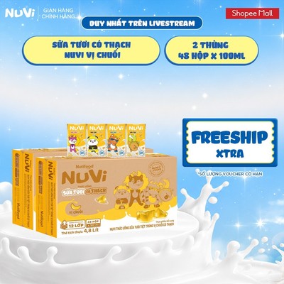 [KOL] Combo 2 Thùng 48 Hộp Thức Uống Sữa Tươi Có Thạch NuVi Chọn Vị 100ml