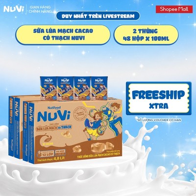 [KOL] Combo 2 Thùng 48 Hộp Thức Uống Sữa Có Thạch NuVi Chọn Vị 100ml