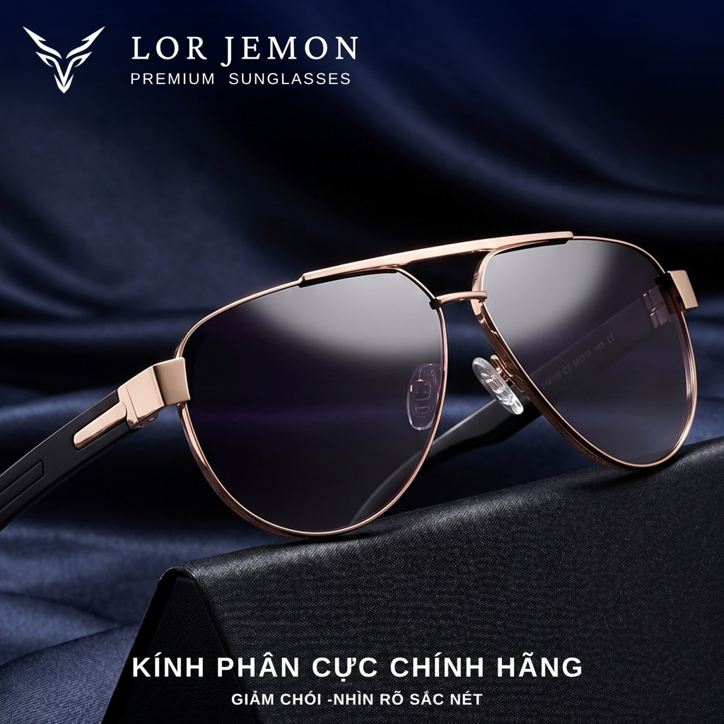 Kính Râm Nam Phi Công LOR JEMON JM6 Mắt Kính Mát Phân Cực Polarized Chống Chói UV400 Khung Hợp Kim C