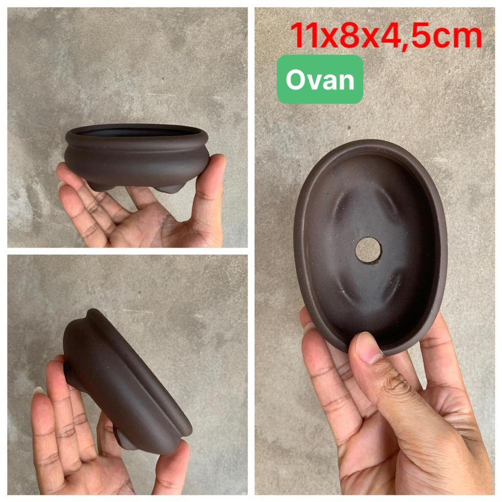 Chậu cây mini ( Sl : 10 chậu ) gốm bát tràng ovan đất nung Màu Ngẫu Nhiên