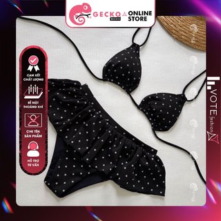 GECKO Bikini 2 Mảnh Tam Giác Hoạ Tiết Chấm Bi Mix Quần Váy Cute 2M89-B (Ảnh Thật, 2 Màu)