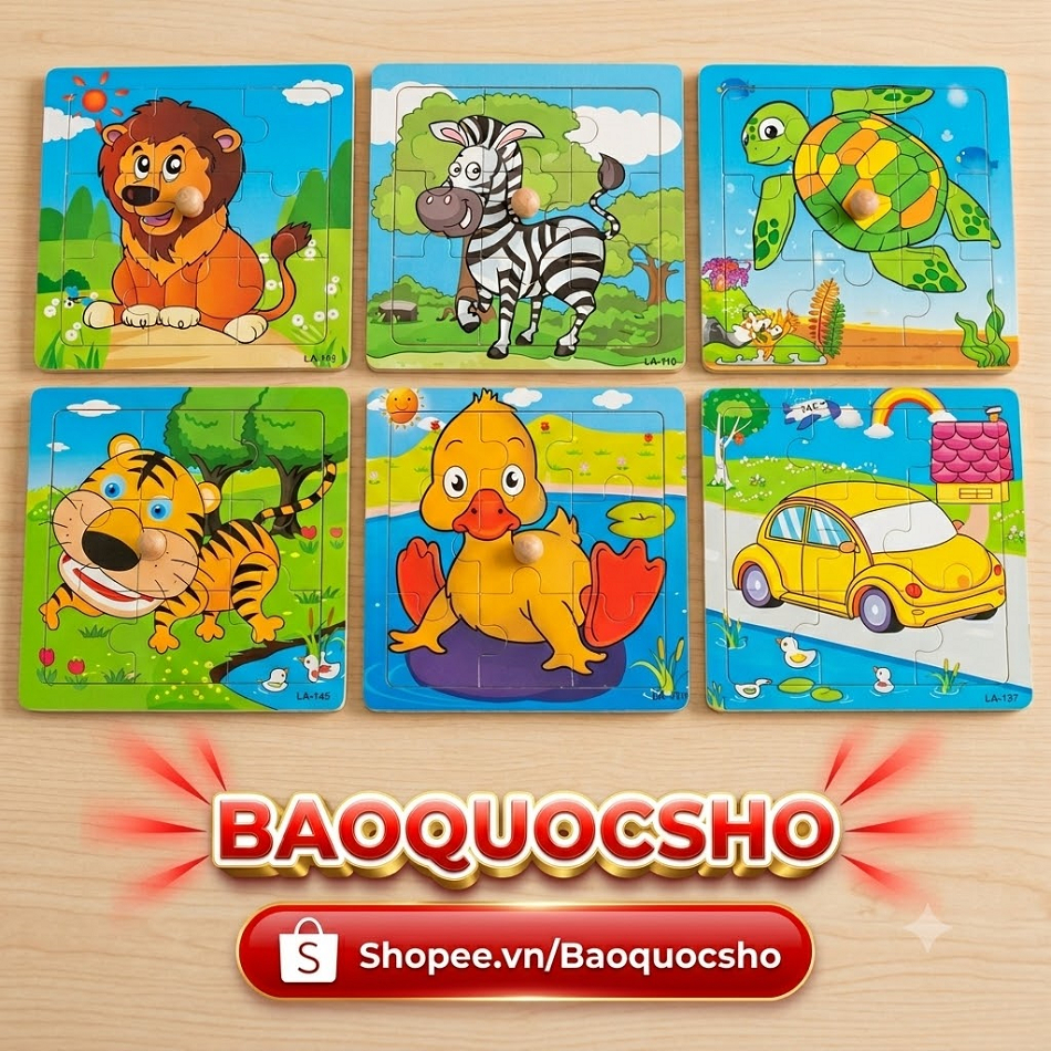 Tranh Ghép Hình Gỗ 2D 9 Mảnh Cho Bé/Puzzle 9 Mảnh 2D