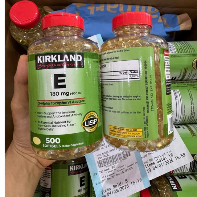 Vitamin E 400 iu 500 viên Kirkland của Mỹ