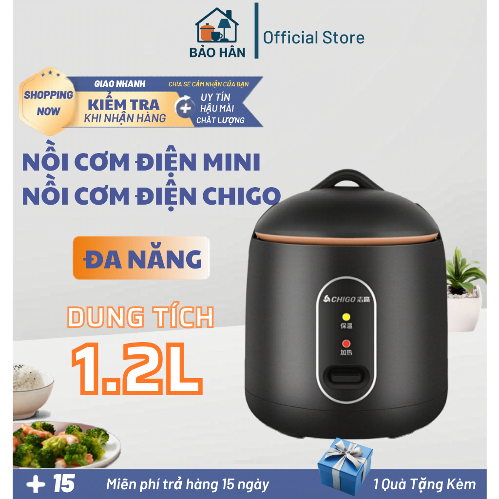 Nồi Cơm Điện Mini Chigo Tráng Chống Dính, Nấu Hầm Ninh Cháo Đa Năng Phù Hợp…