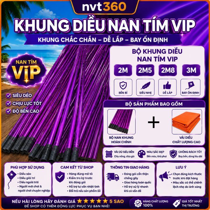 Nan Cacbon Nan Tím Nan Tím Víp Làm Diều Song Vân Đuôi Cá Đại Trà Chính Mỹ, diều sáo 1m5 đến diều sáo