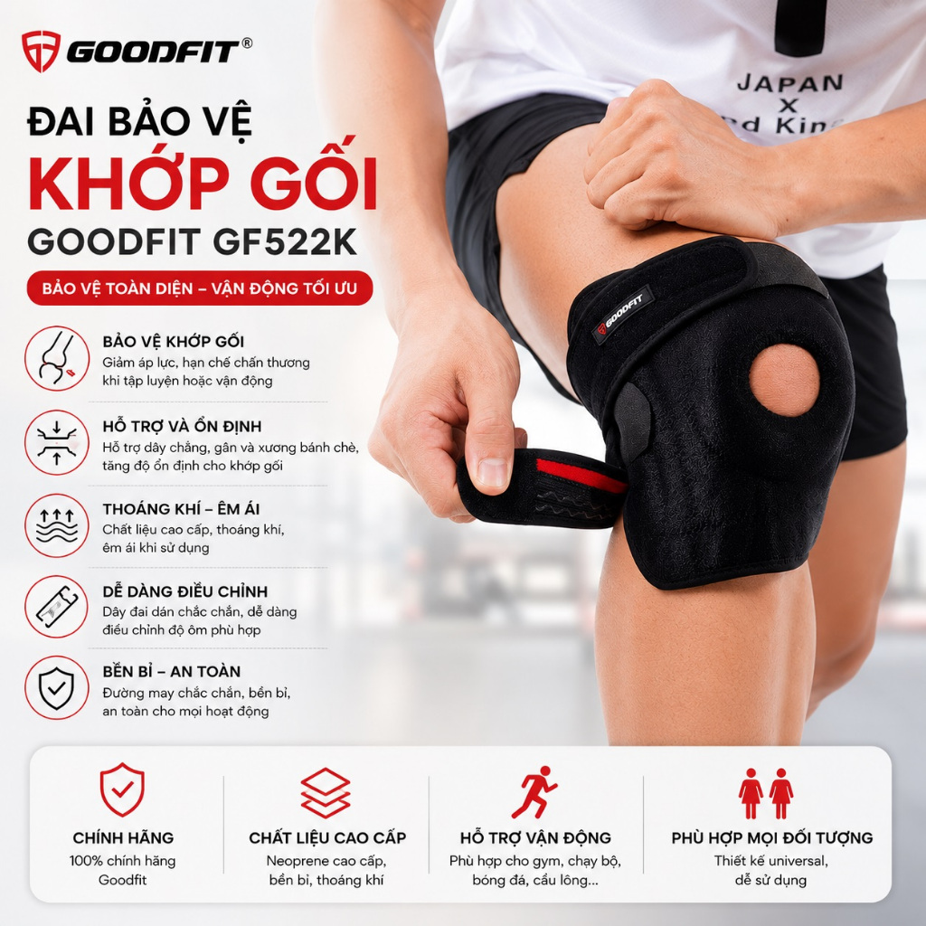 Đai bảo vệ khớp gối silicon, có lò xo hỗ trợ GoodFit GF522K