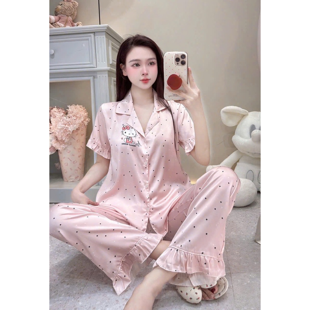 Pijama Hello Kitty vải thoáng măt cho mùa hè