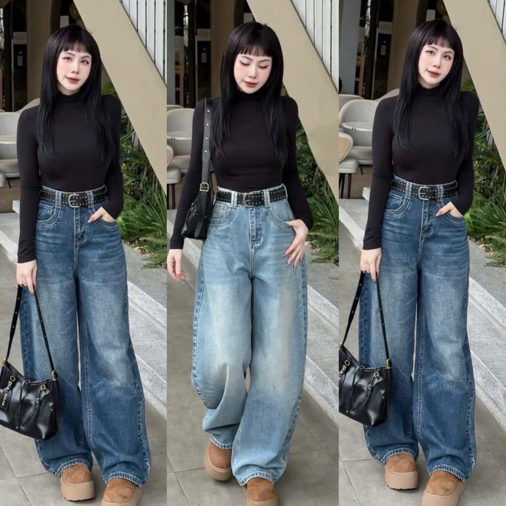 HAP(S-2Xl) Quần jeans ống suông phối viền túi chất jeans mềm có 2 chiều dài 95cm và 103cm .Mã 096-09