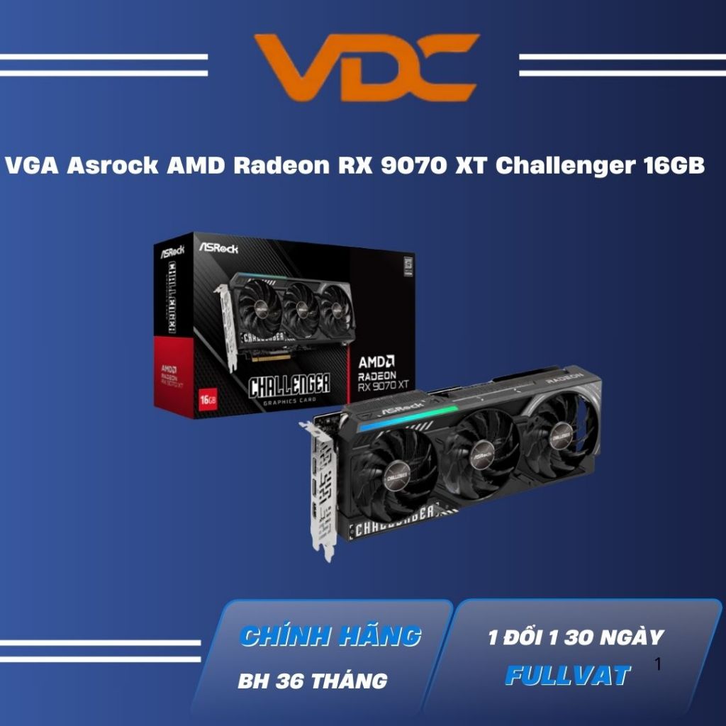 VGA Asrock AMD Radeon RX 9070 XT Challenger 16GB GDDR6 Full VAT