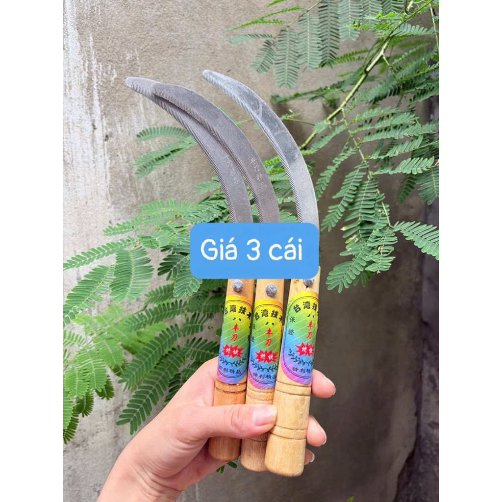 ( giá  3 cái) liềm  cắt cỏ, liềm cắt lúa cán gỗ