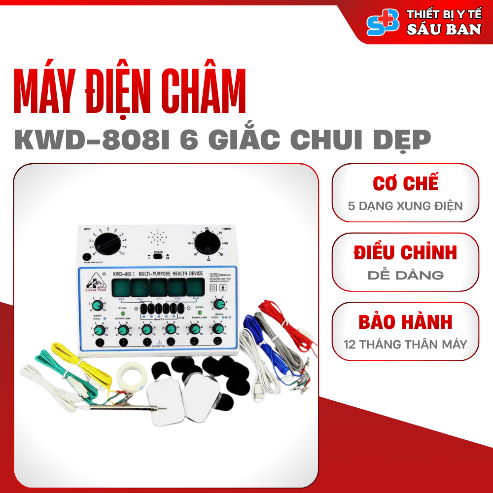 Máy Điện Châm 6 Giắc KWD-808I Chui Dẹp