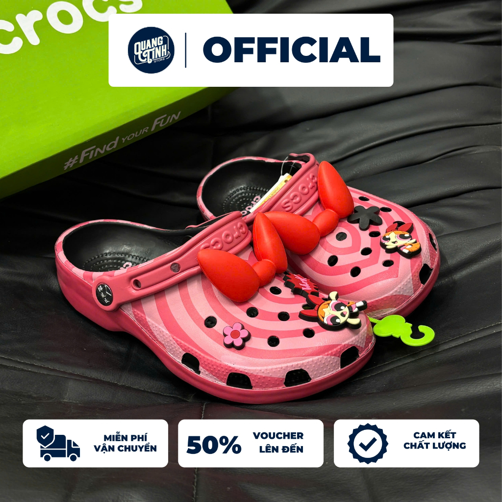 Dép Crocs Powerpuff Girls Blossom Classic Clogs Hồng Ngọt Ngào Phiên Bản Đặc Biệt Nam Nữ