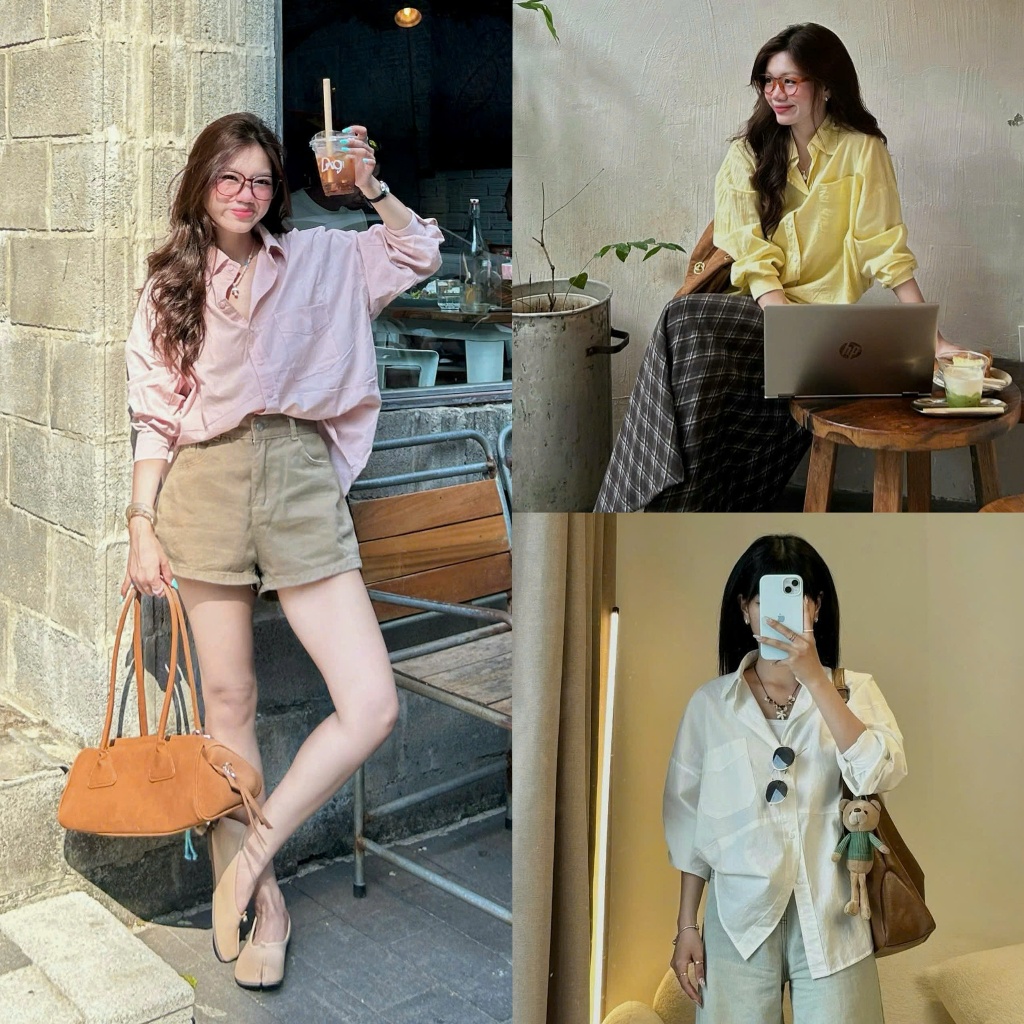 (ẢNH THẬT) Áo sơ mi thô form rộng 1 túi Hàn Quốc | BigBuy360 - bigbuy360.vn