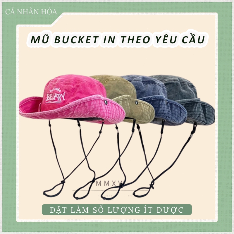 Mũ bucket in hình theo yêu cầu nón bucket thêu tên theo yêu cầu mũ tai bèo in logo theo yêu cầu nhiề