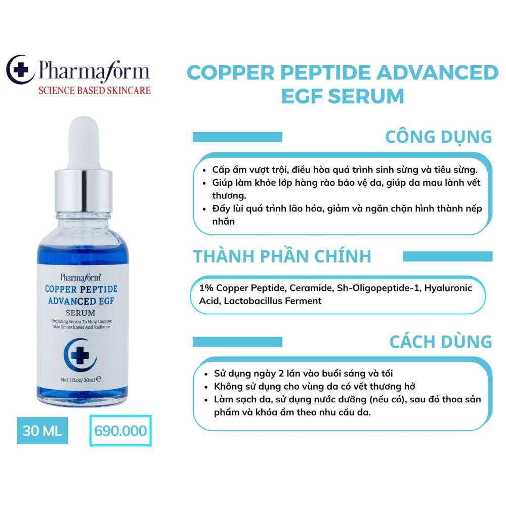 Ảnh 2 của Tinh chất Pharmaform Copper Peptide Advanced EGF, Cooper Madeca Hydra phục hồi và tái tạo làn da