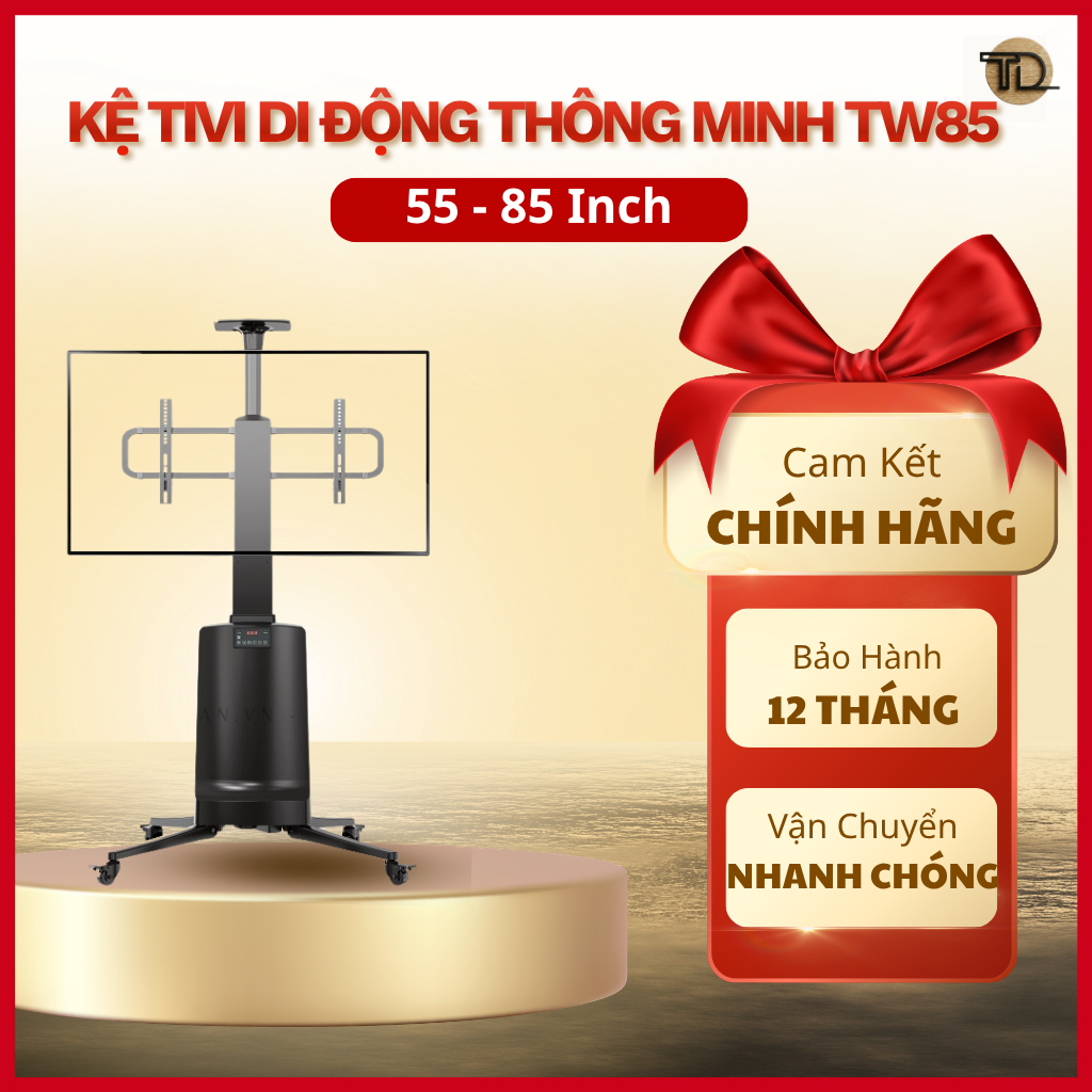 North Bayou Kệ Tivi Di Động TW85 Giá Treo Tivi Có Bánh Xe Nâng Hạ Tự Động Remote Cho TV 55-85 Inch