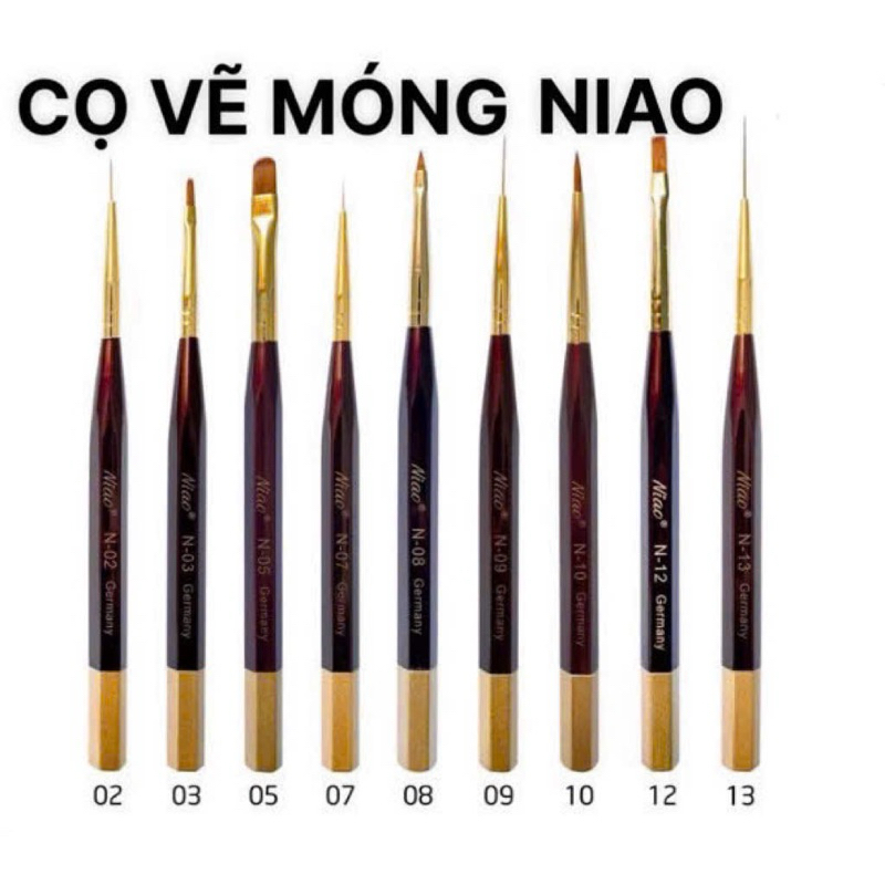 Cọ Vẽ Móng NIAO , Chổi Vẽ Móng Tay Nail Lông Chồn 100%, Hàng Chính Hãng ( Các Mẫu )