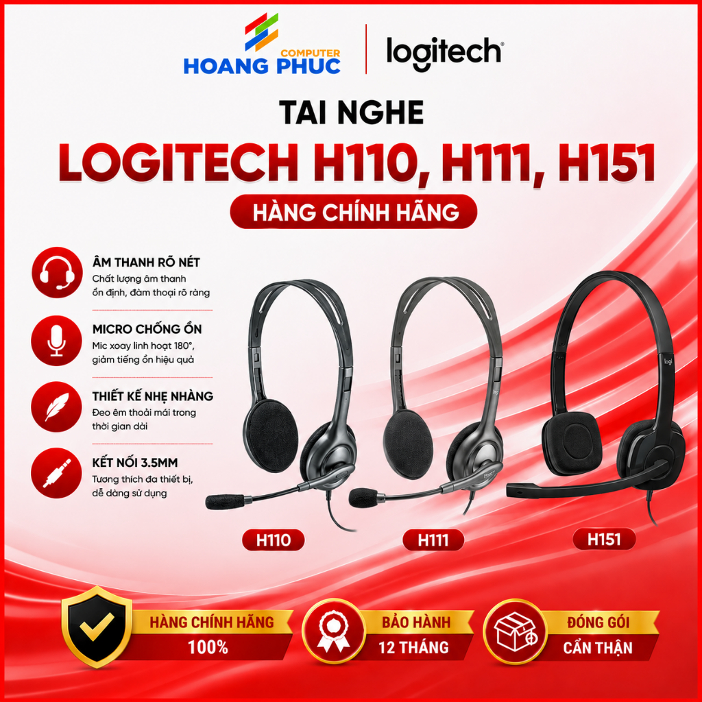 Tai nghe giá rẻ Logitech H111, H110, H151 - Hàng chính hãng bảo hành 2 năm