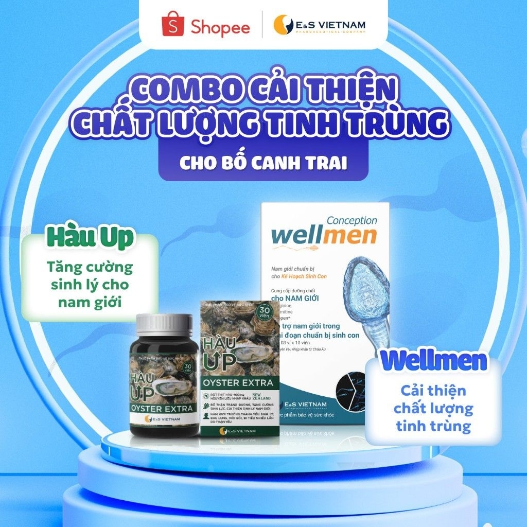 [Chính hãng] Combo Sinh Con Trai Cơ Bản Cho Nam-Viên Uống Wellmen Conception, Hàu Up, Glutathione Ma