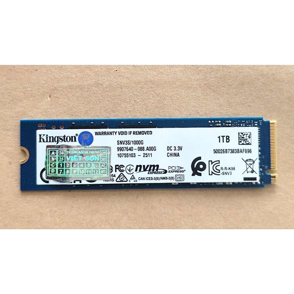 ổ cứng Kingston NV3 1TB gen4x4 likenew SK 100% BHH 2030