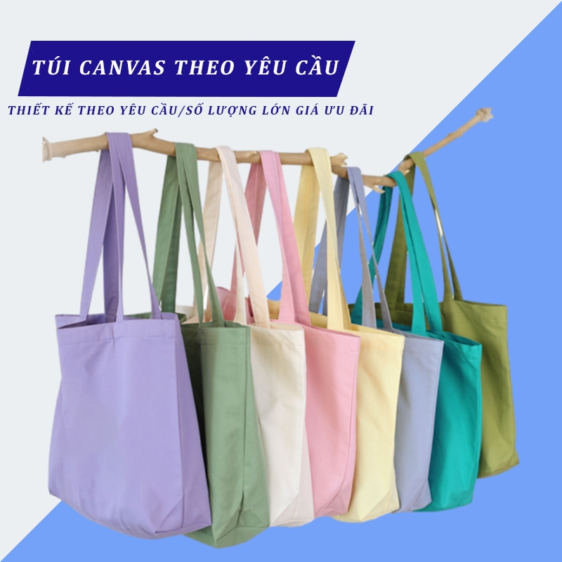 Túi canvas in logo theo yêu cầu túi đồng phục shop cafe bakery in lụa ép kim thương hiệu