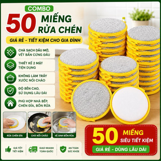 [ Hỏa Tốc ] Combo 50 Miếng Rửa Chén Bát 2 Mặt, Miếng Chà Xoong Nồi Chảo, Dụng Cụ Vệ Sinh Nhà Bếp.