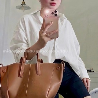 Áo sơ mi nữ màu trắng dáng rộng xuất xịn full tag oversize