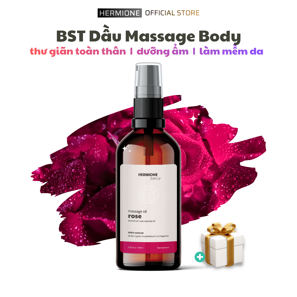 Dầu Massage Body Hermione Natural Life 100ml, Mát Xa Thư Giãn, Dưỡng Da Tự Nhiên