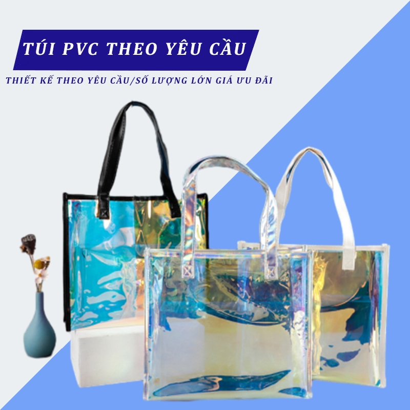 túi PVC theo yêu cầu túi tote PVC theo yêu cầu túi shopping quảng cáo thương hiệu nhiều kiểu dáng in