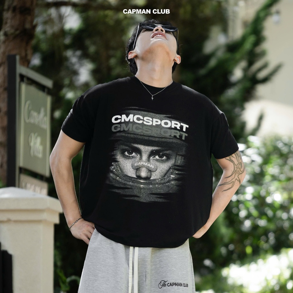 Áo thun nam tôn dáng TEGA tee CMC sport CAPMAN CLUB, áo thun body tay ôm nam nữ, chất vải cotton 4 c