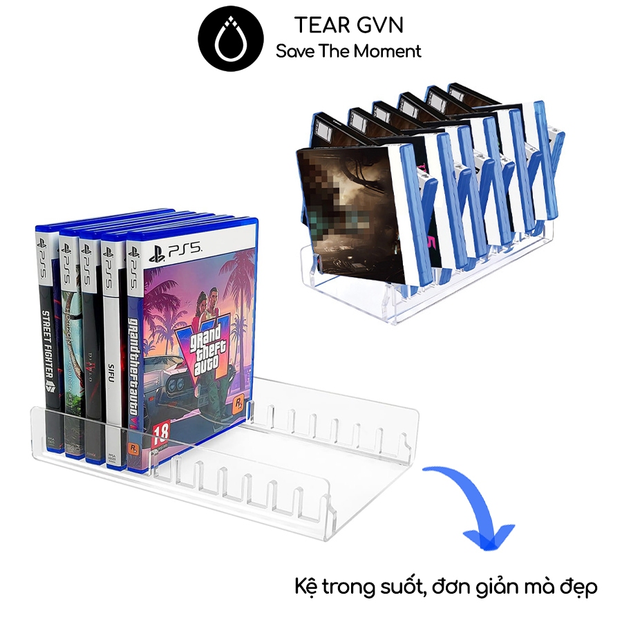 Kệ đựng băng Games chất liệu Acrylic trong suốt cho PS5 / PS4 / Xbox / Nintendo Switch