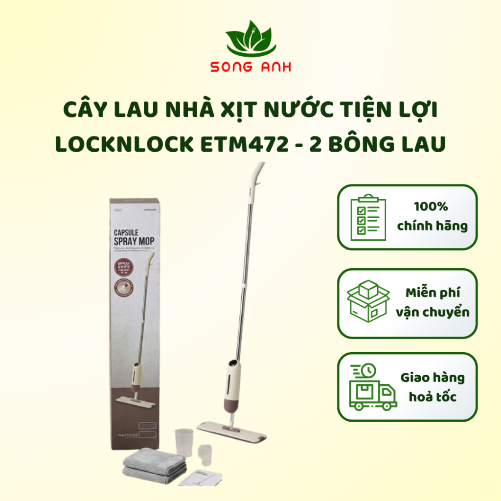 Cây lau nhà dạng xịt nước LocknLock ETM472 tiện lợi và gọn nhẹ, hàng chính hãng