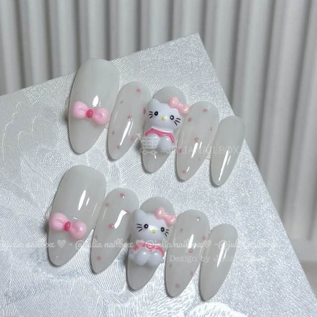 JuliaNailbox Mã 422 Móng tay giả thiết kế thủ công, sơn gel ( tặng kèm keo, miếng dán, dũa, bông lau