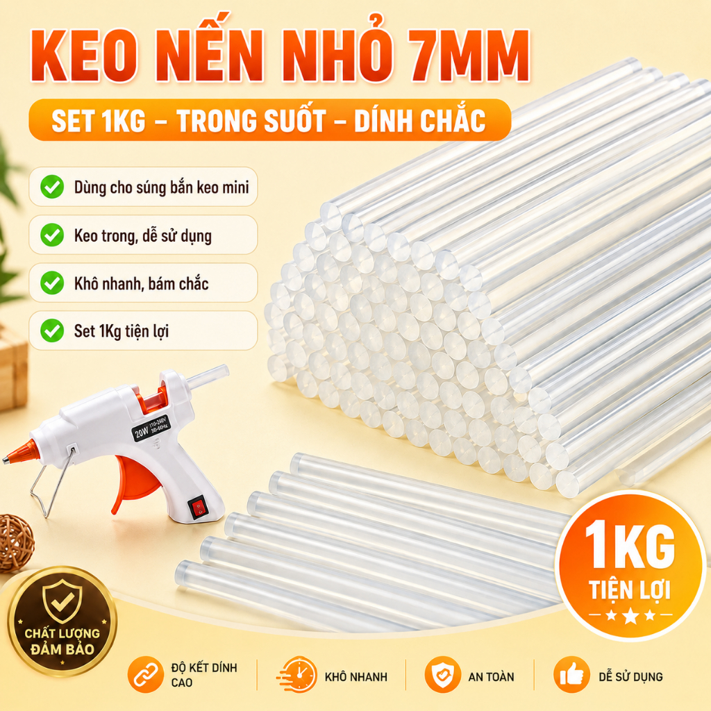 Keo Nến Nhỏ 1kg – Keo Nến Dán Đồ Handmade, Keo Nến Nhiệt Dẻo Cao Cấp