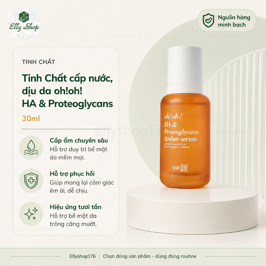 [Công ty] Tinh Chất Oh Oh Dưỡng Ẩm, Phục Hồi & Trẻ Hóa Da ohoh HA & Proteoglycans Amber Serum 30ml -