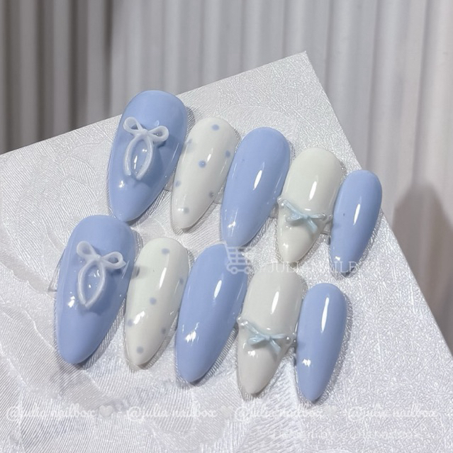 JuliaNailbox Mã 424 Móng tay giả thiết kế thủ công, sơn gel ( tặng kèm keo, miếng dán, dũa, bông lau