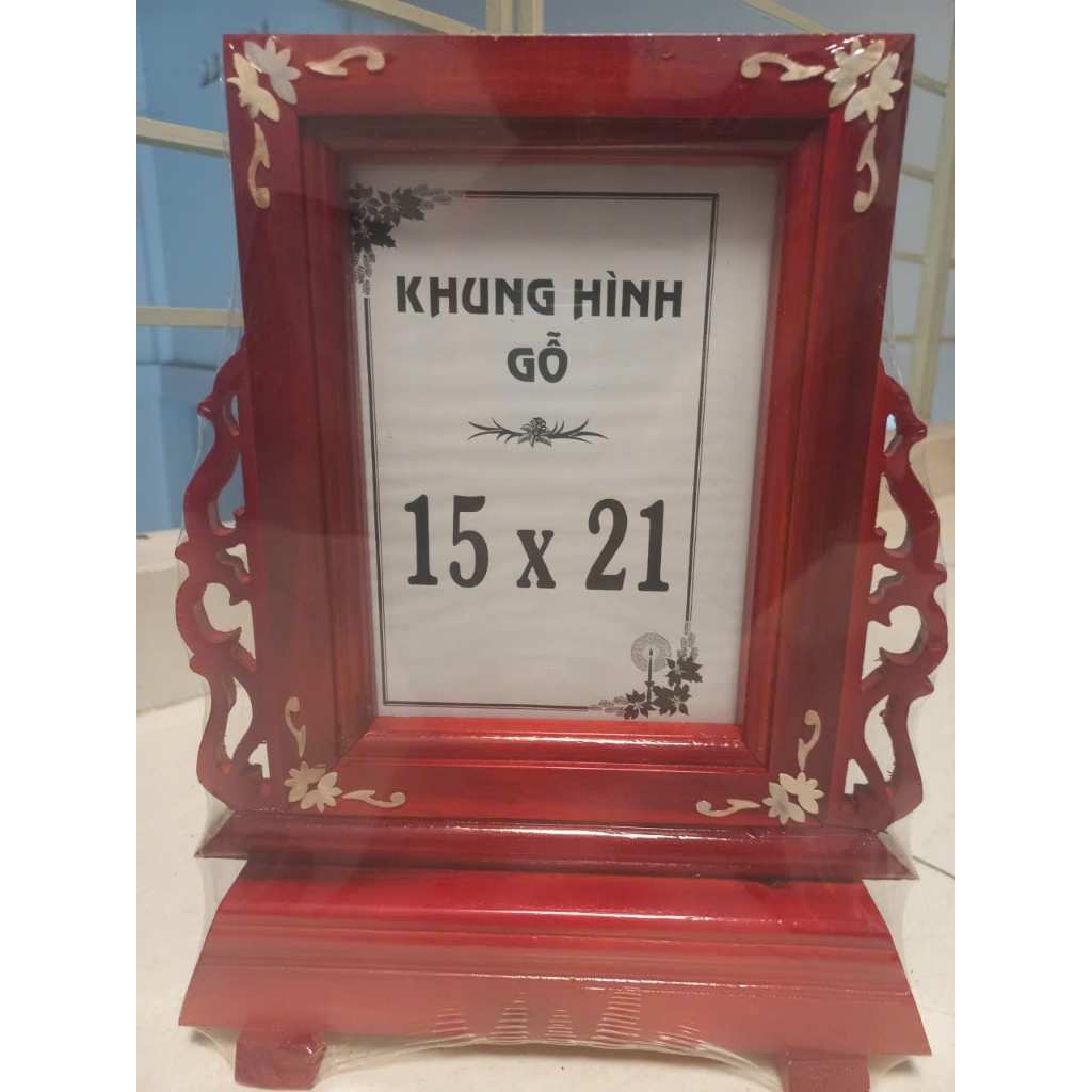 khung ảnh thờ gỗ cao cấp 15x21 có chân đế , 2 màu nâu và đen