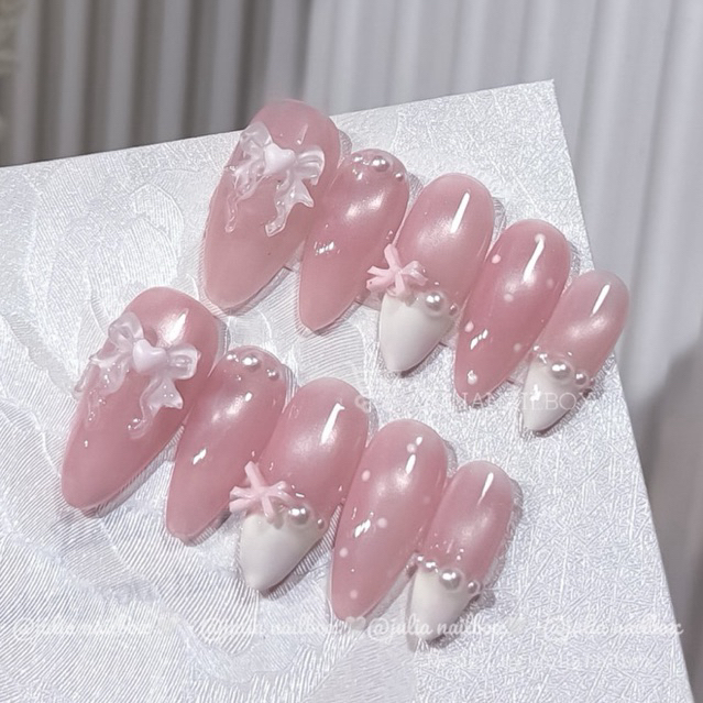 JuliaNailbox Mã 427 Móng tay giả thiết kế thủ công, sơn gel ( tặng kèm keo, miếng dán, dũa, bông lau