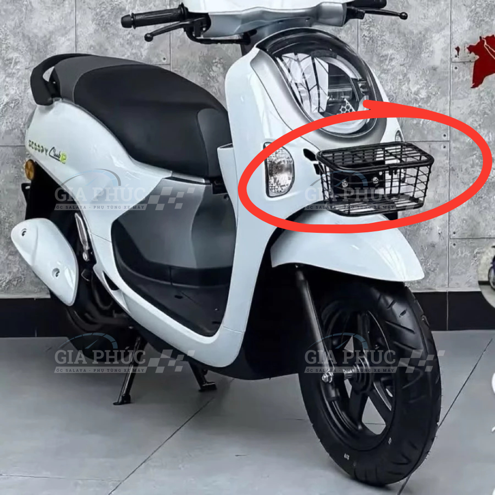 Rổ Gắn Xe Scoopy Có Nắp Sơn Tĩnh Điện Màu Đen Giỏ Trước Xe Scoopy
