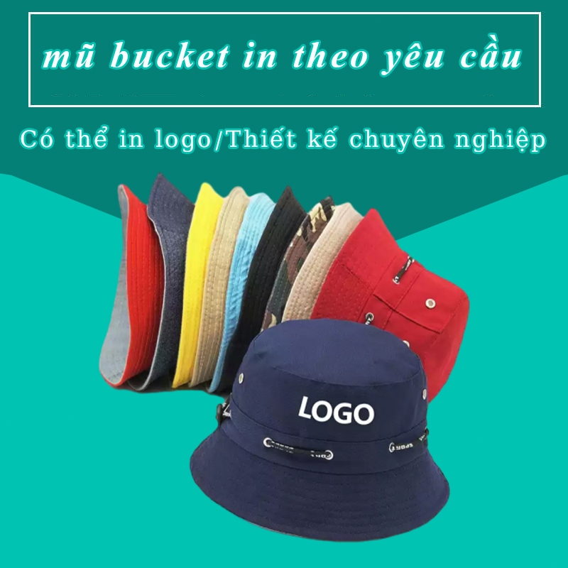 Mũ bucket in chữ theo yêu cầu nón bucket in logo theo yêu cầu mũ tai bèo thêu tên theo yêu cầu đẹp h